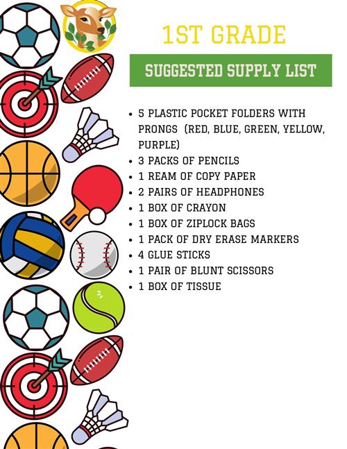 First Grade supply school list